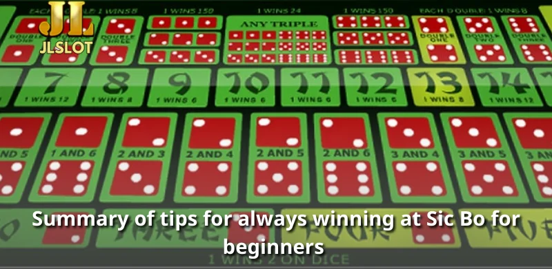 Summary of tips for always winning at Sic Bo for beginners 